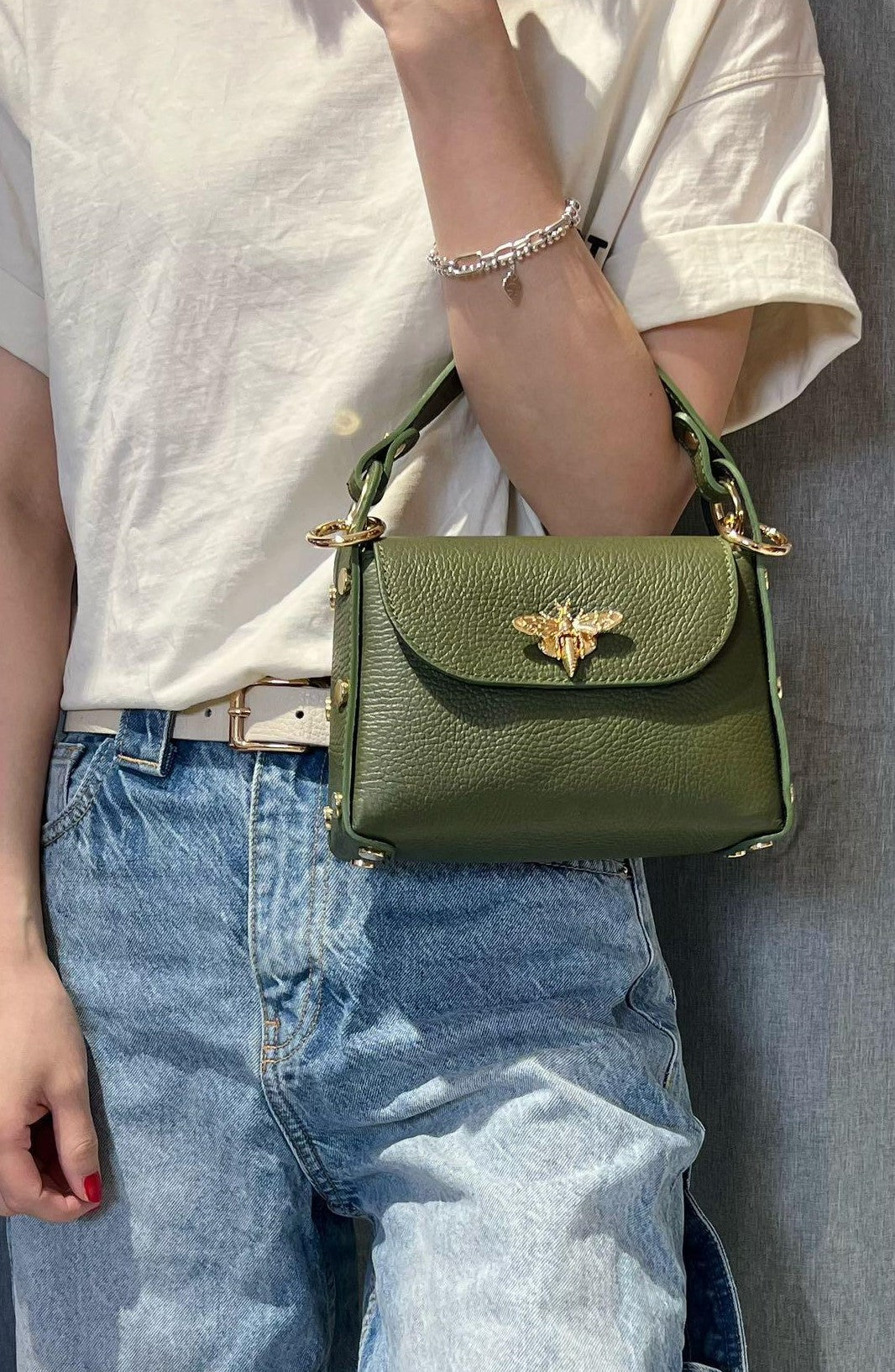 Leather hand bag