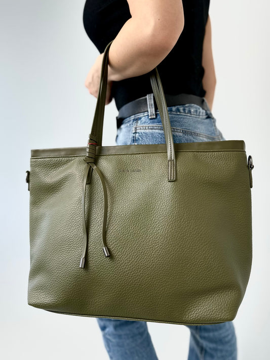 Pierre Cardin Elegant Olive Green Tote Bag