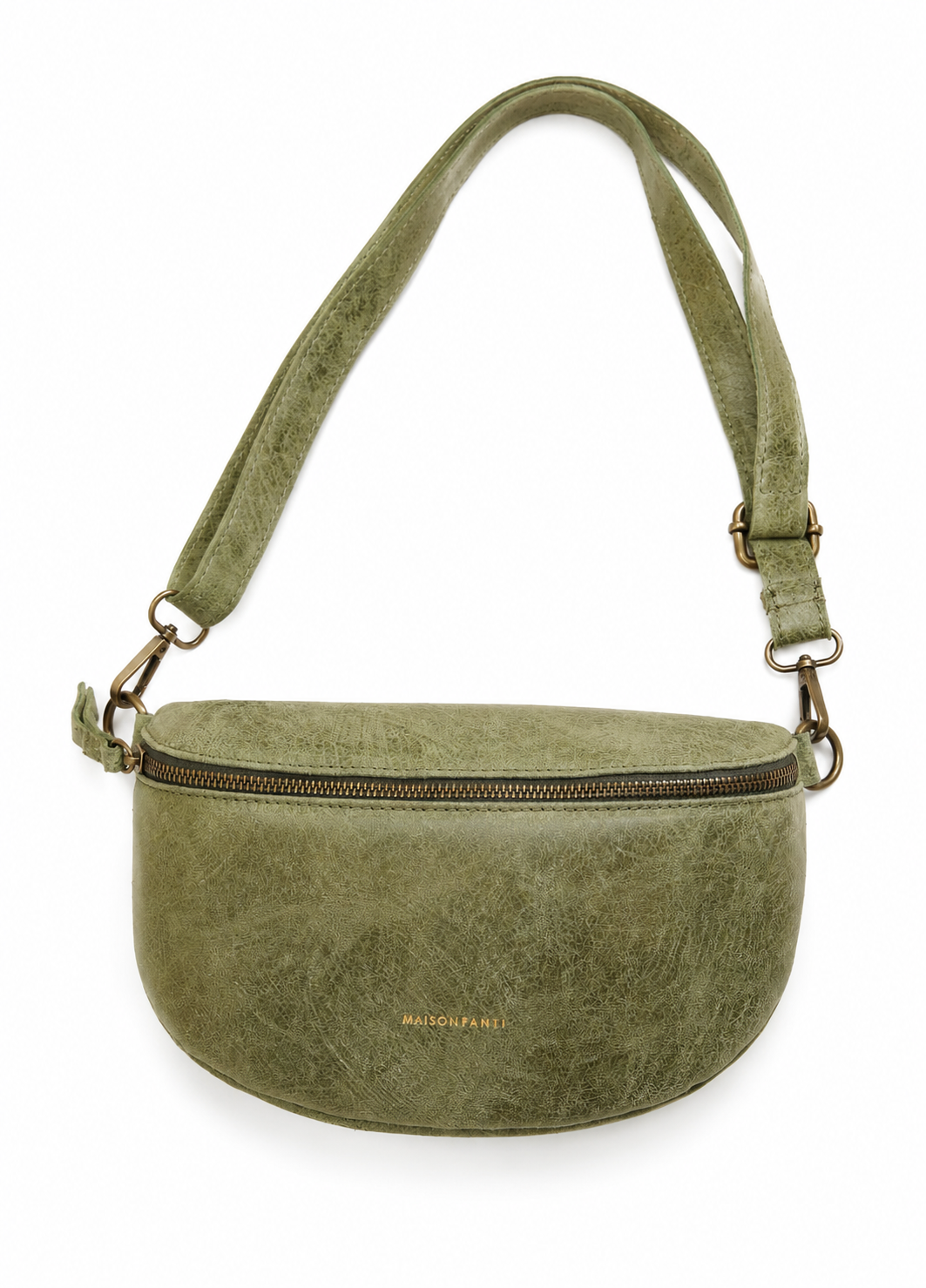 FANLI Vintage Kaki Leather Crossbody bag
