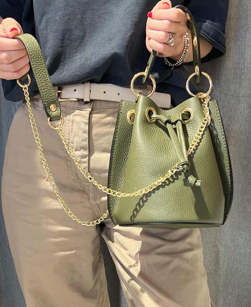 Green leather summer edition bag