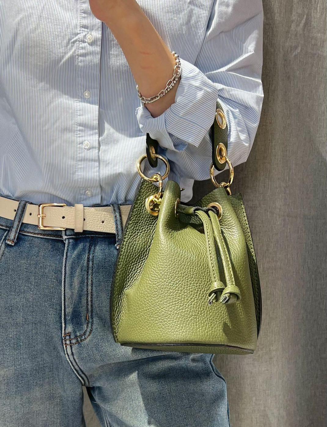 Green leather summer edition bag
