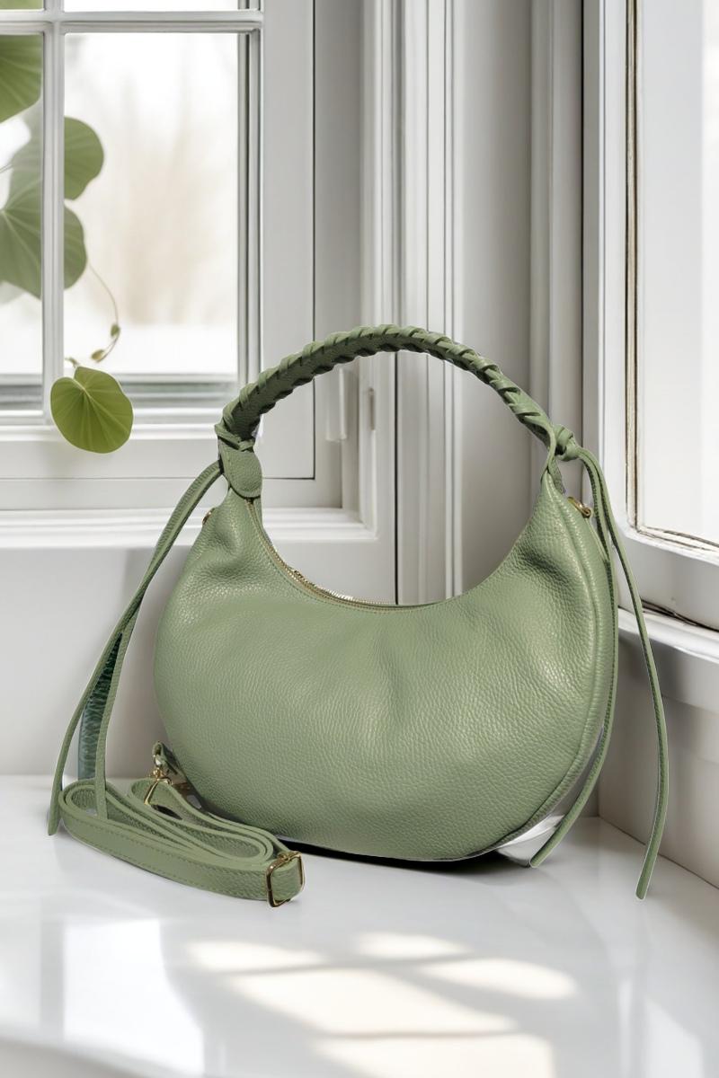 FRESH MINT SHOLDER BAG WITH ZIP CLOSURE