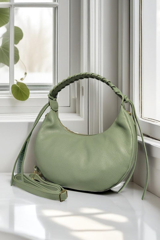 FRESH MINT SHOLDER BAG WITH ZIP CLOSURE